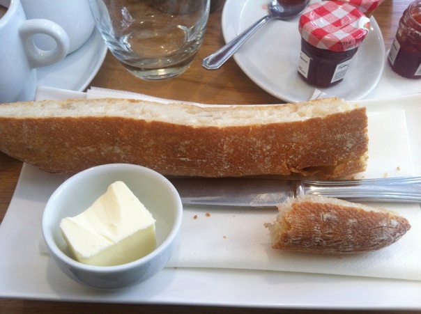 My breakfast! Is there anything more perfect than a good baguette and French unsalted butter?