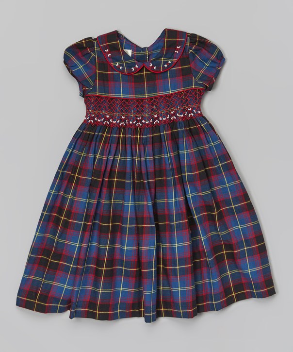 Blue Plaid Smocked Dress
